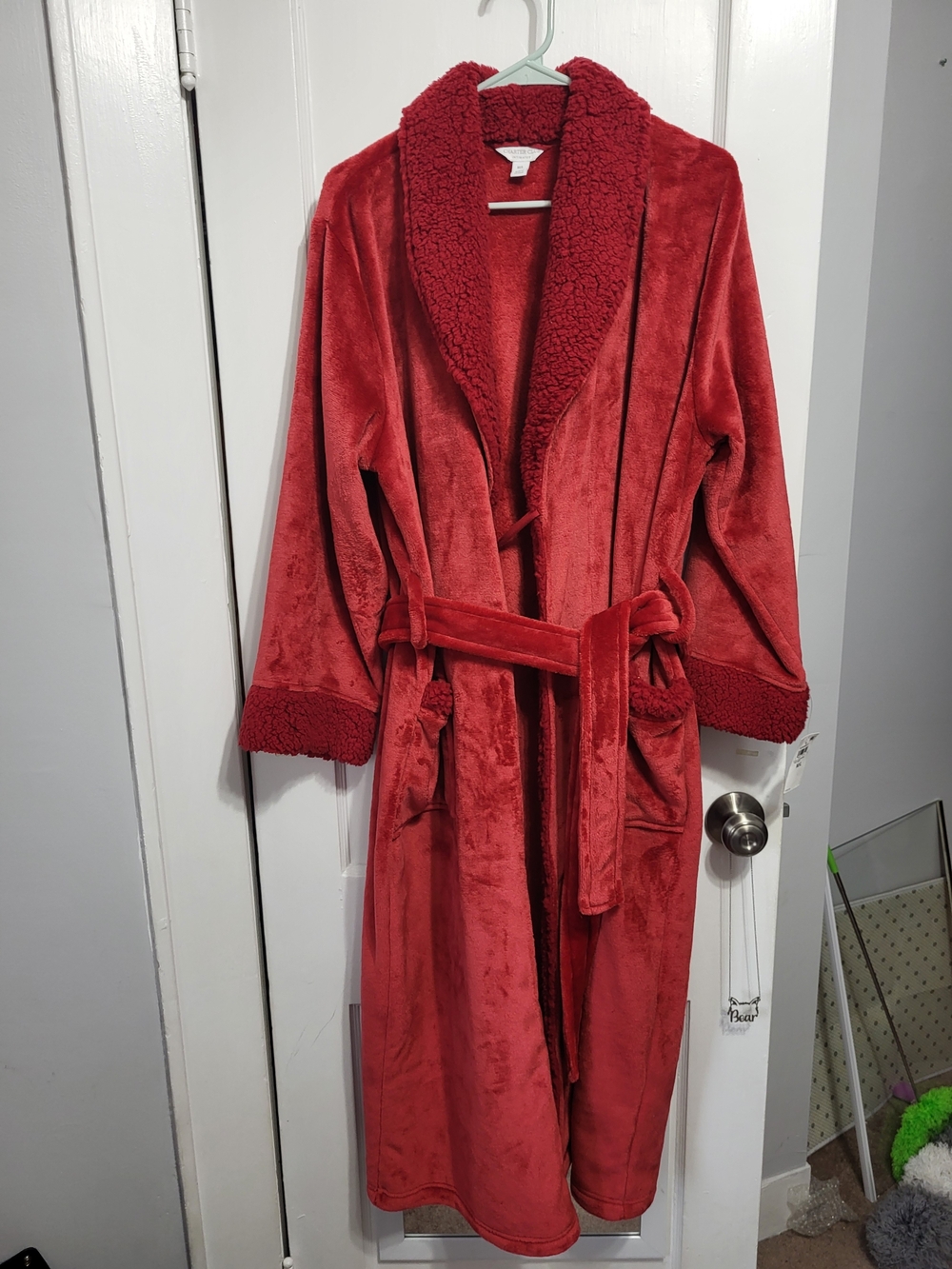Charter Club Plush Red Robe with Sherpa Trim Med/Large